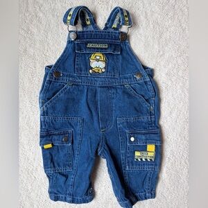 Vintage Jeans Wear Embroidered Construction Bear Denim Overalls 3 to 6 months